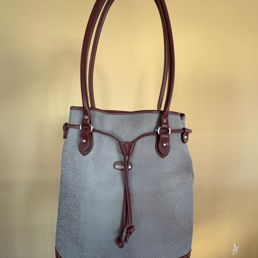 Esprit Gray and Brown Tote Bag